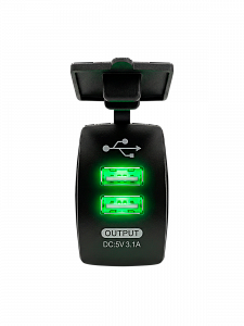 Гнездо розетка USB с зеленой подсветкой 12-24В TDS TS-CAU46